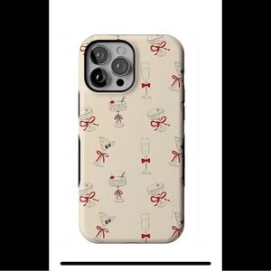 Casely Martini Elegant Beige Phone Case with Red Bows